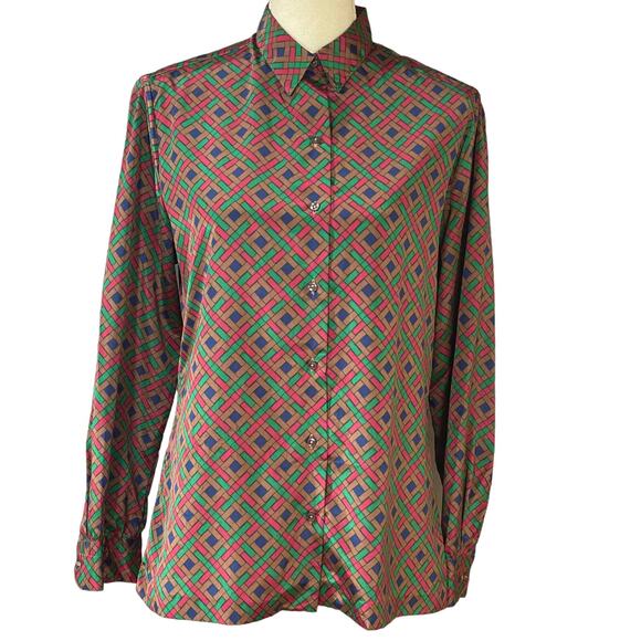 Vintage Adelaar Geometric Print Button-Up Shirt Size 14 USA - Picture 1 of 11